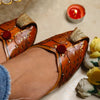 Punjabi Jutti two peacock Leather Pom Pom Work2519