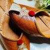 Punjabi Jutti Heavy Golden flower With Pomp Pomp Work2813