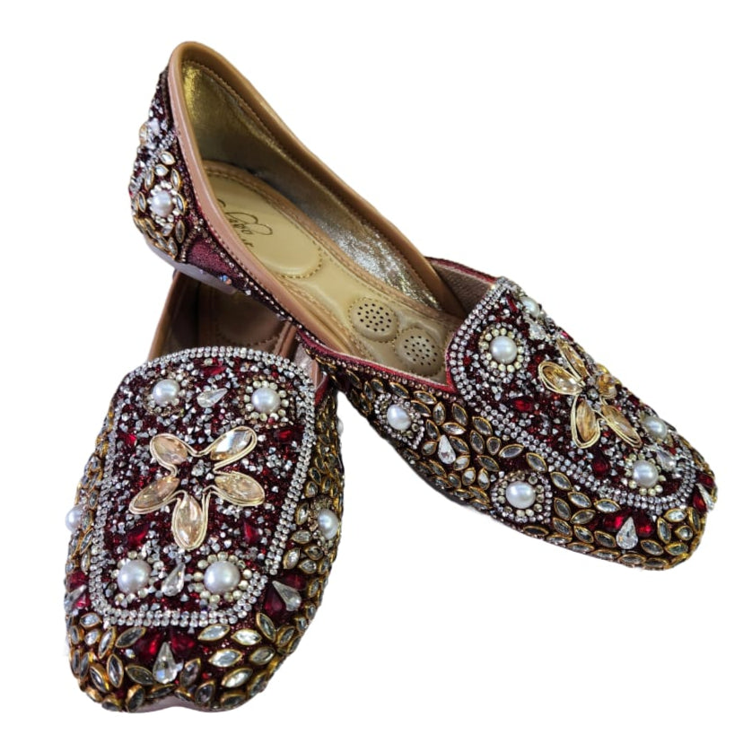 Punjabi Jutti heavy mirror work (MRN)  707