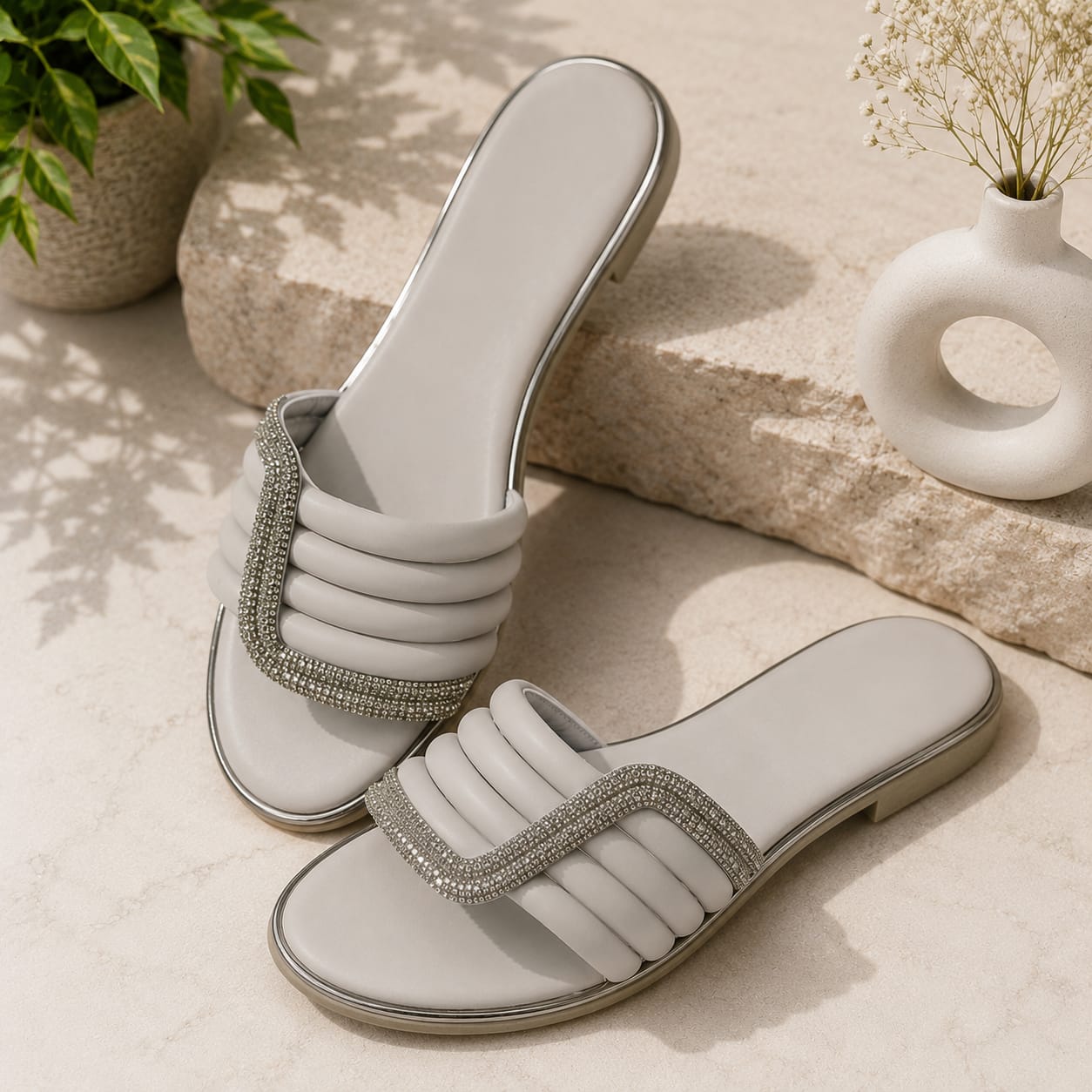 FLIP FLOPS 594 CRM SILVER